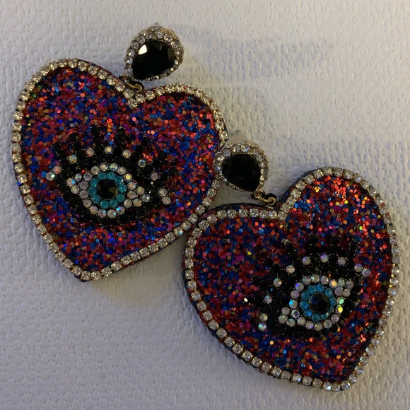 Glitter evil eye earrings - Picture 1 of 3